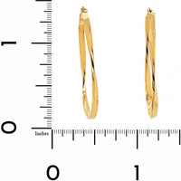 18K Yellow Gold Twisted Oval Hoop Earrings