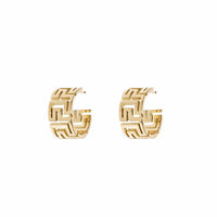 Azlee 18K Yellow Gold Tessellate Huggie Hoops