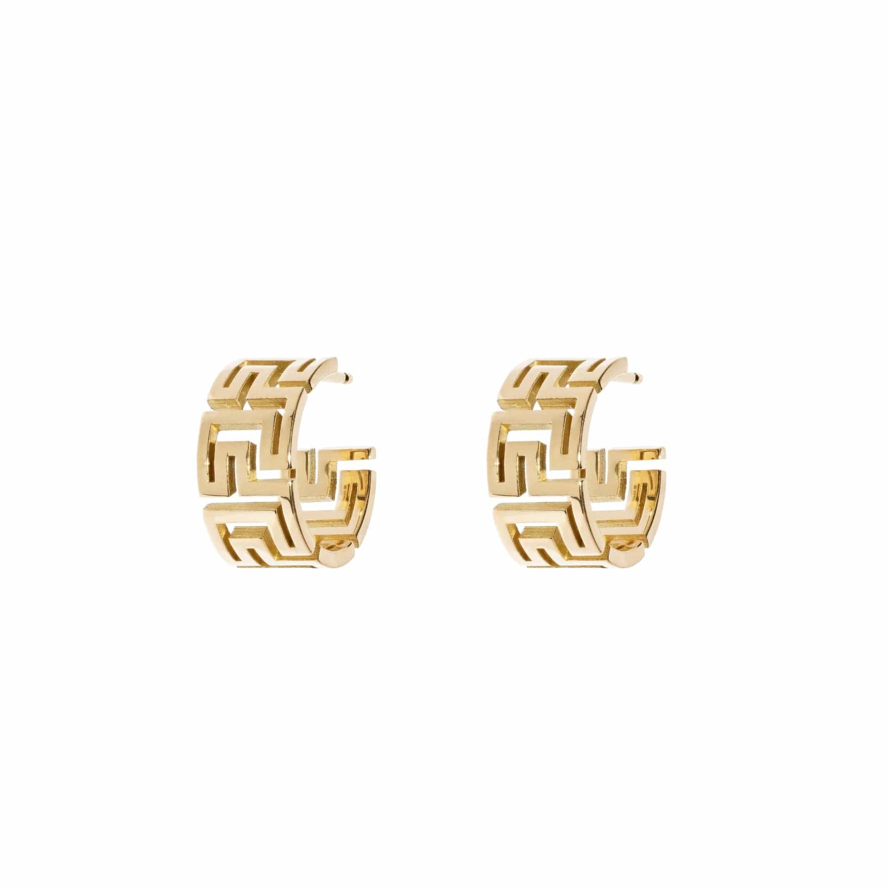 Azlee 18K Yellow Gold Tessellate Huggie Hoops