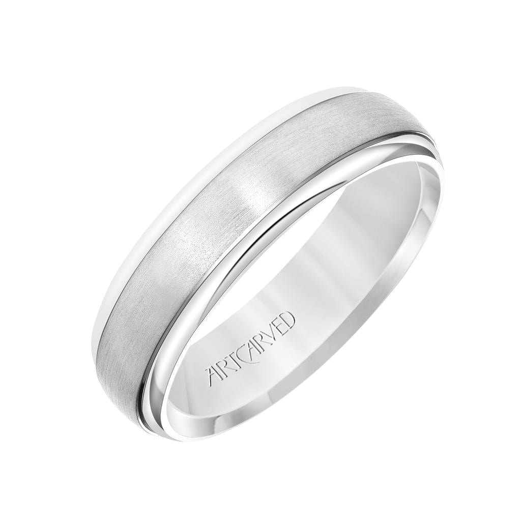 14K White Gold Satin Finish Domed Band