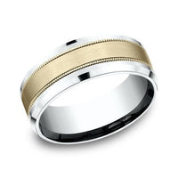 14K Two-Tone Satin Center Milgrain Band