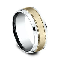 14K Two-Tone Satin Center Milgrain Band