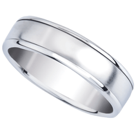 18K White Gold Polished and Satin Finished Band