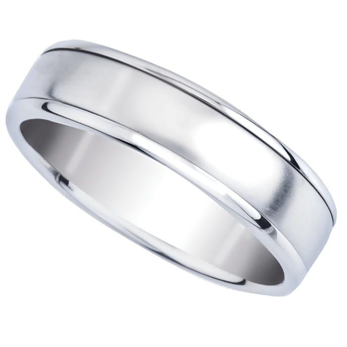 18K White Gold Polished and Satin Finished Band