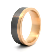 14K Yellow Gold Edge Satin Finished Tantalum Band