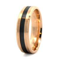 14K Yellow Gold and Black Titanium Band