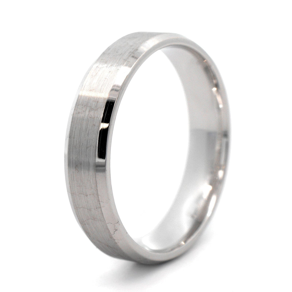 14K White Gold Polished Satin Band