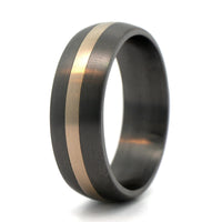 14K White Gold Brushed Center Tantalum Band