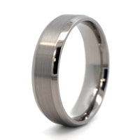 Palladium Flat Matte Finish with Polished Edges Wedding Band