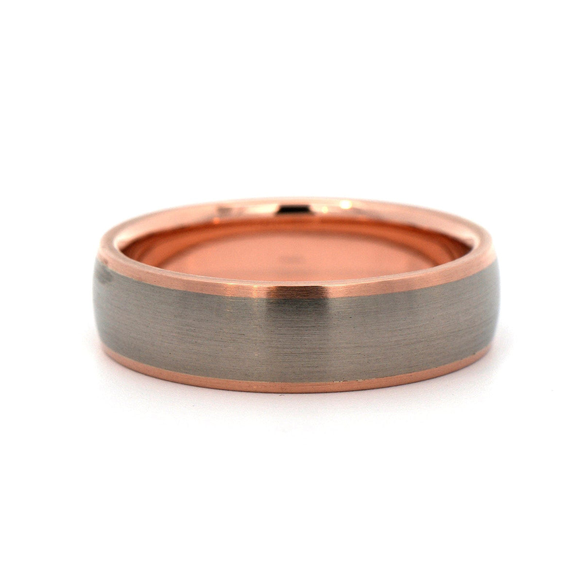 18K Rose Gold and Palladium Matte Wedding Band