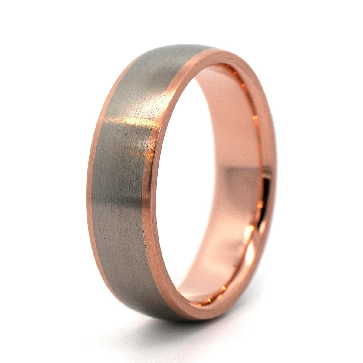 18K Rose Gold and Palladium Matte Wedding Band