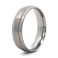 Palladium Medium 6mm Stepped Polished Rails Wedding Band