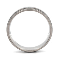 Palladium Medium 6mm Stepped Polished Rails Wedding Band