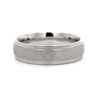 Platinum Medium 6mm Stepped Polished Rails Wedding Band