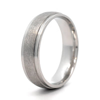 Platinum Medium 6mm Stepped Polished Rails Wedding Band