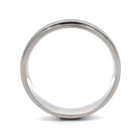 Platinum Medium 6mm Stepped Polished Rails Wedding Band