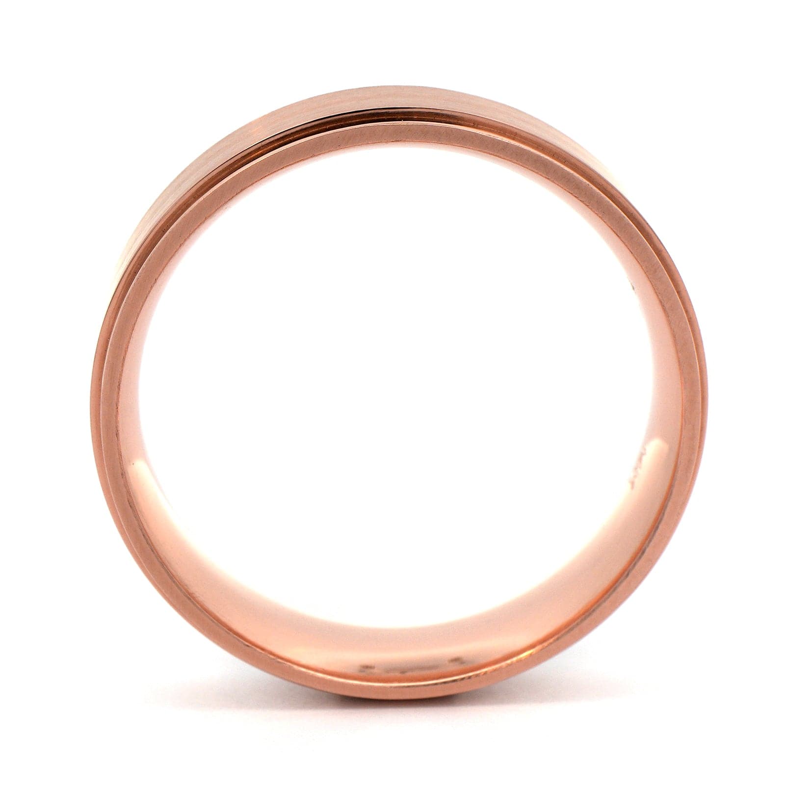 14K Rose Gold 6mm Polished Stepped Rails with Matte Finished Wedding B ...