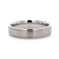 Platinum Narrow 5mm Stepped Polished Rails Wedding Band