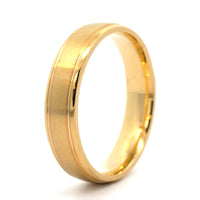 18K Yellow Gold Narrow 5mm Polished Rails Wedding Band