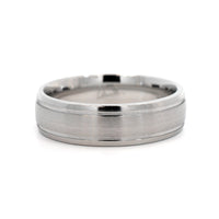 Platinum Narrow 6mm Polished Micro Rails Wedding Band