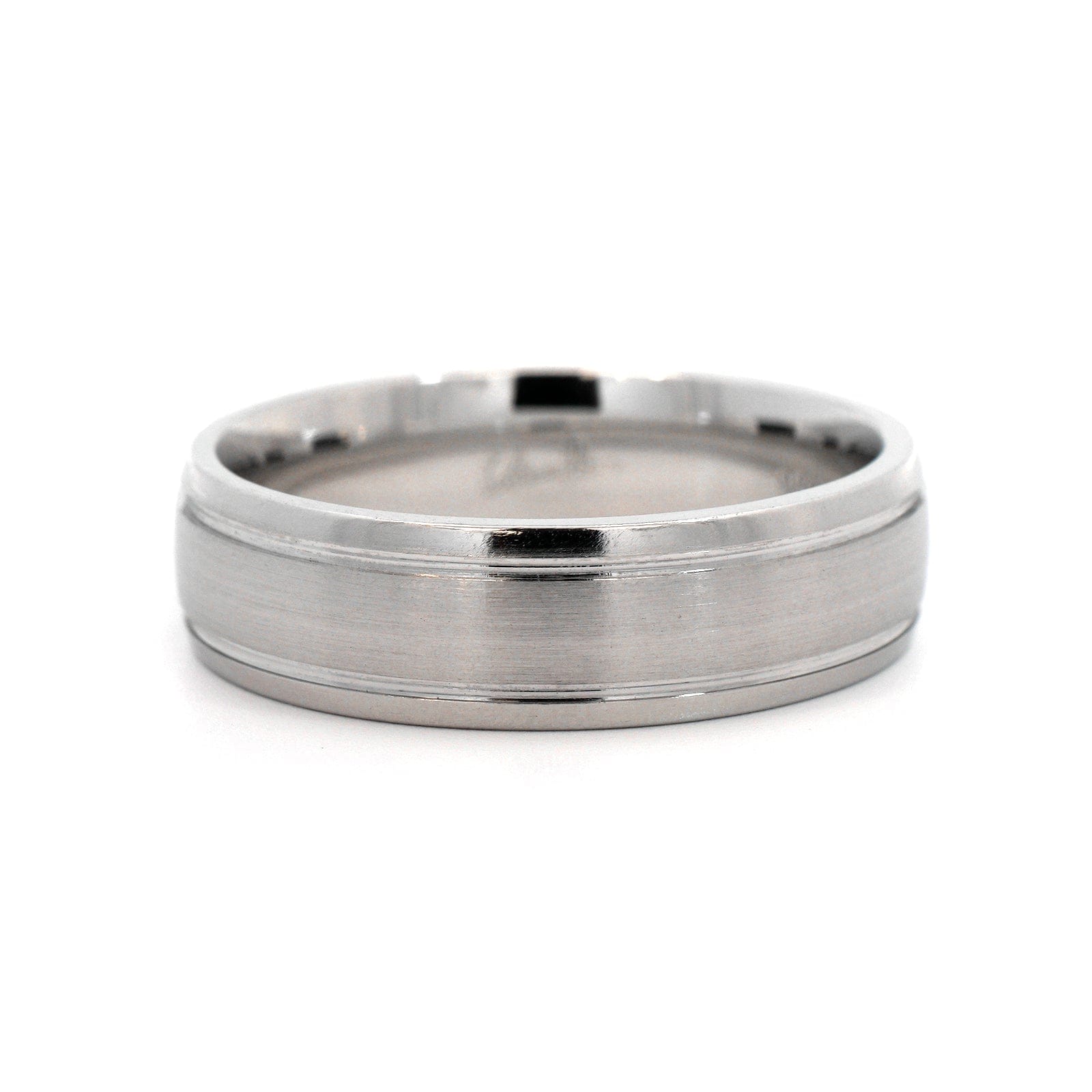 Platinum Narrow 6mm Polished Micro Rails Wedding Band