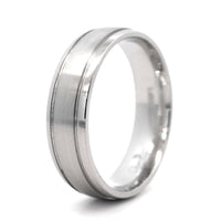 Platinum Narrow 6mm Polished Micro Rails Wedding Band