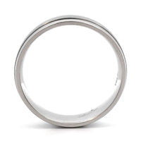 Platinum Narrow 6mm Polished Micro Rails Wedding Band