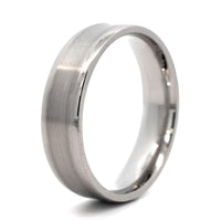Palladium Concave 6mm Medium Polished Rails Wedding Band