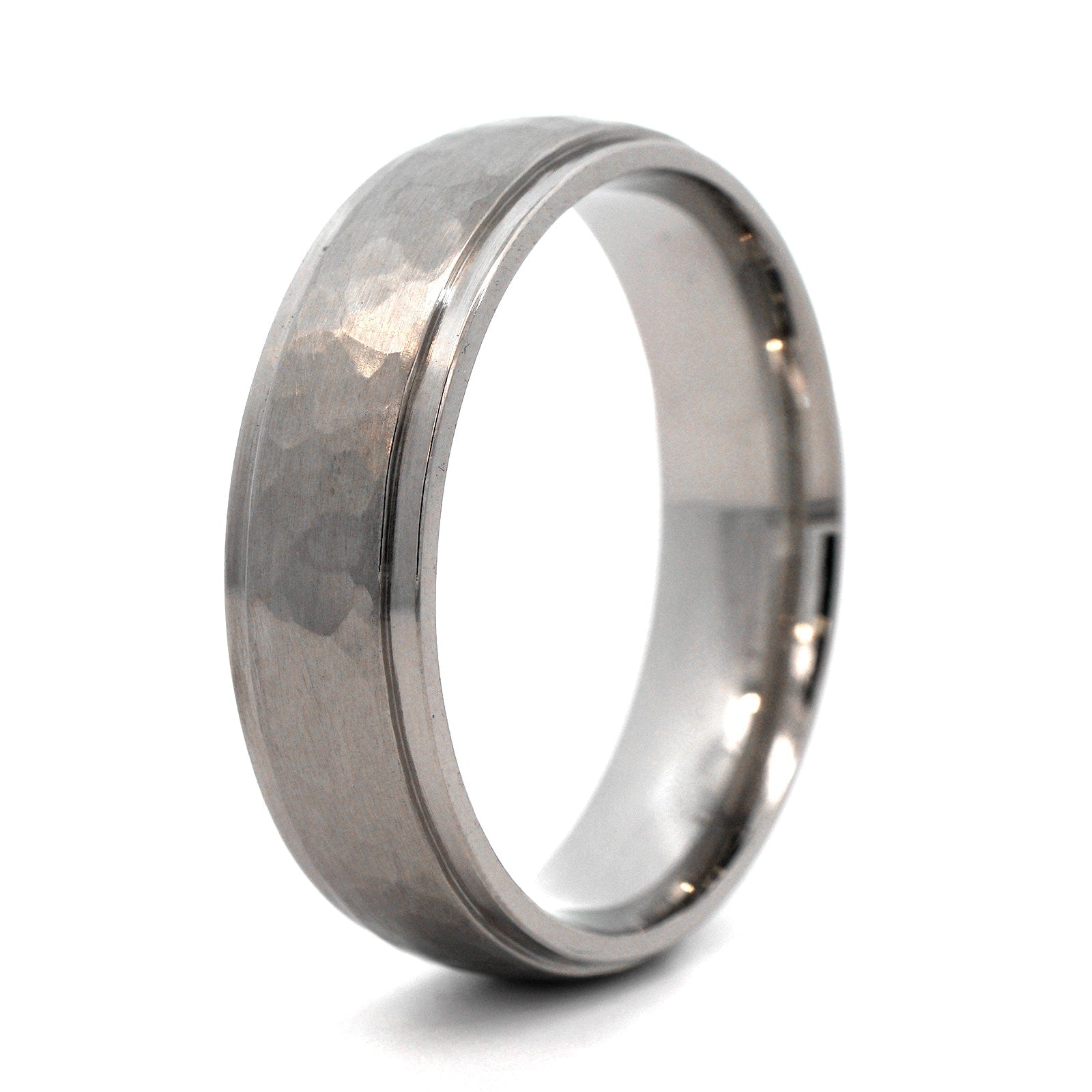 Palladium Narrow 6mm Stepped Rails Wedding Band