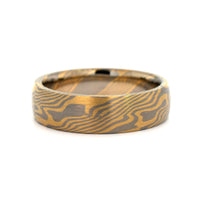 18K Yellow Gold and Palladium Maple Pattern Wedding Band