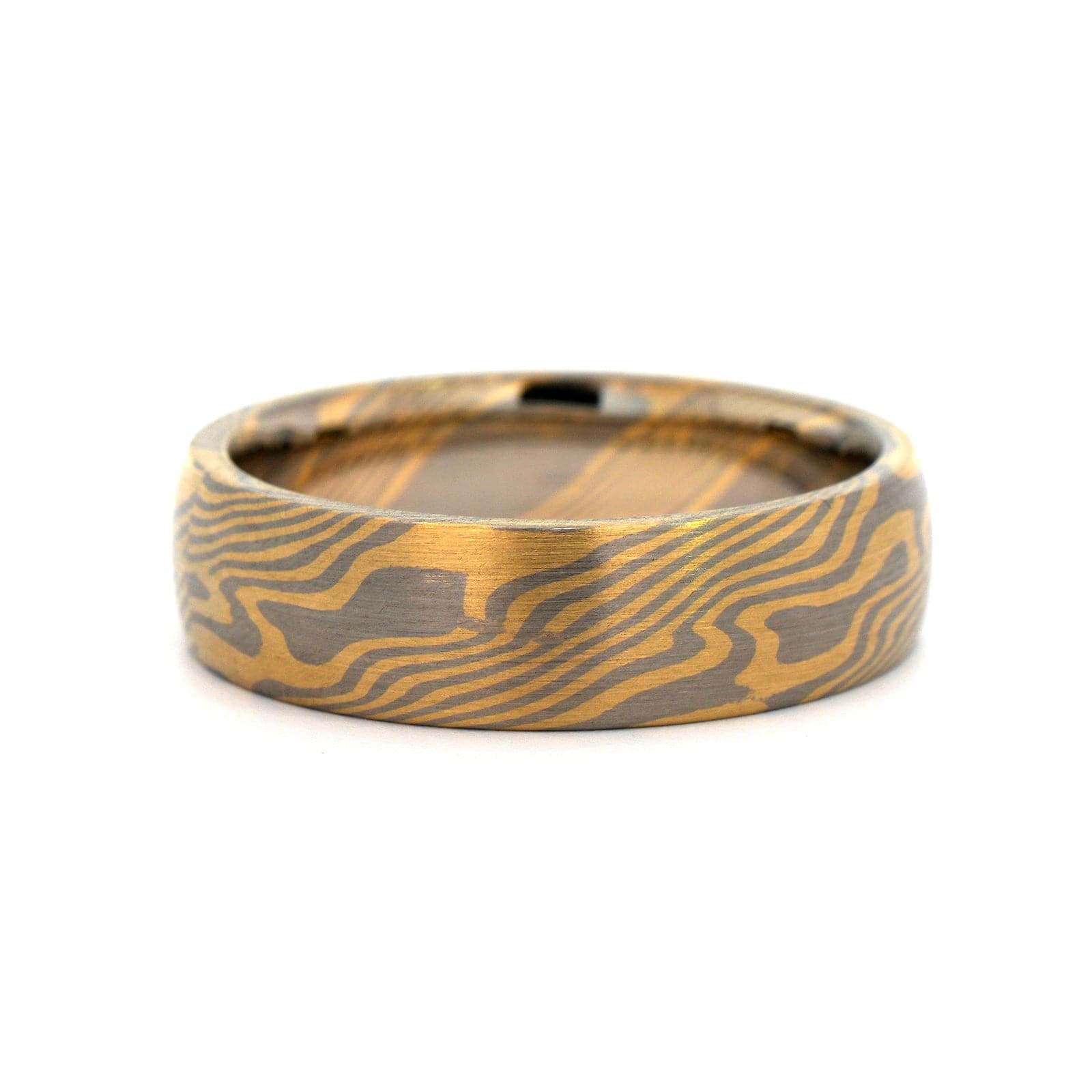 18K Yellow Gold and Palladium Maple Pattern Wedding Band