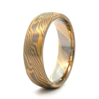 18K Yellow Gold and Palladium Maple Pattern Wedding Band