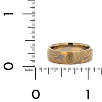 18K Yellow Gold and Palladium Maple Pattern Wedding Band