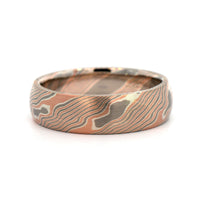14K Rose Gold, Silver, and Palladium Birch Pattern Wedding Band