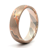 14K Rose Gold, Silver, and Palladium Birch Pattern Wedding Band