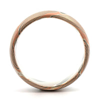 14K Rose Gold, Silver, and Palladium Birch Pattern Wedding Band