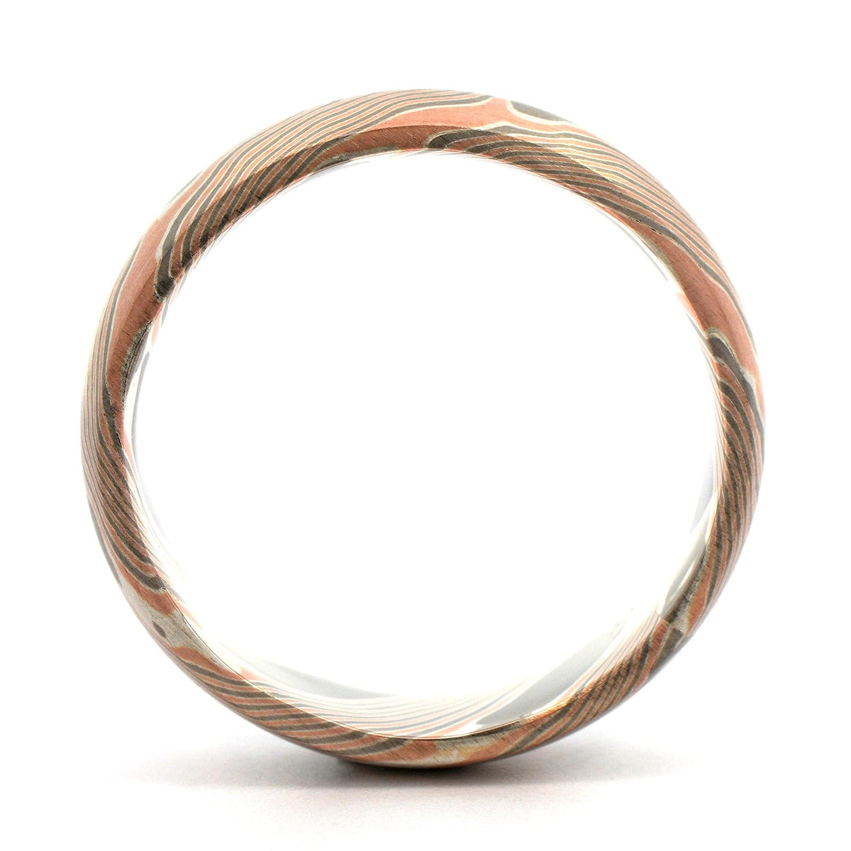 14K Rose Gold, Silver, and Palladium Birch Pattern Wedding Band