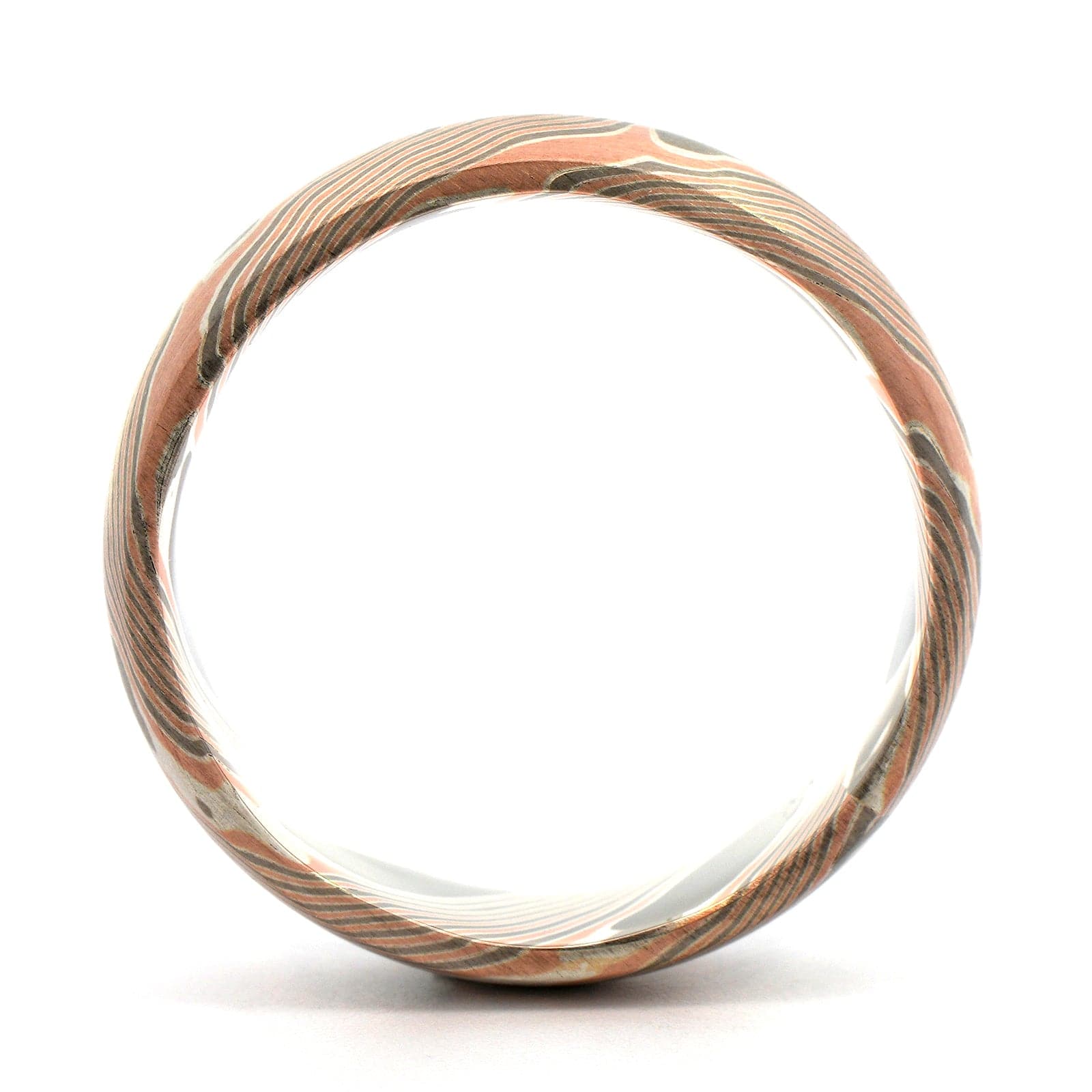 14K Rose Gold, Silver, and Palladium Birch Pattern Wedding Band