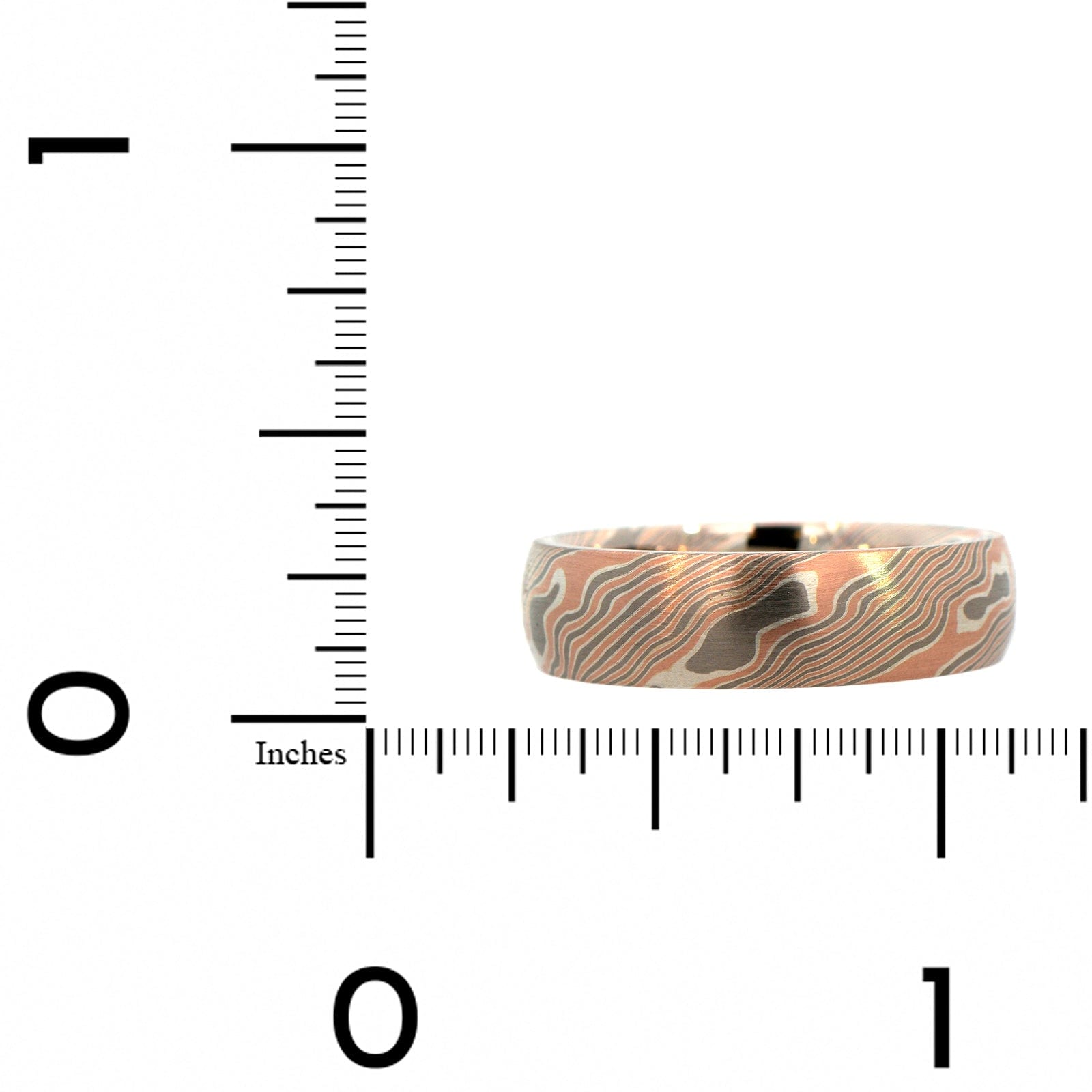 14K Rose Gold, Silver, and Palladium Birch Pattern Wedding Band