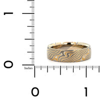 18K Yellow Gold, Silver, and Palladium Birch Pattern Wedding Band