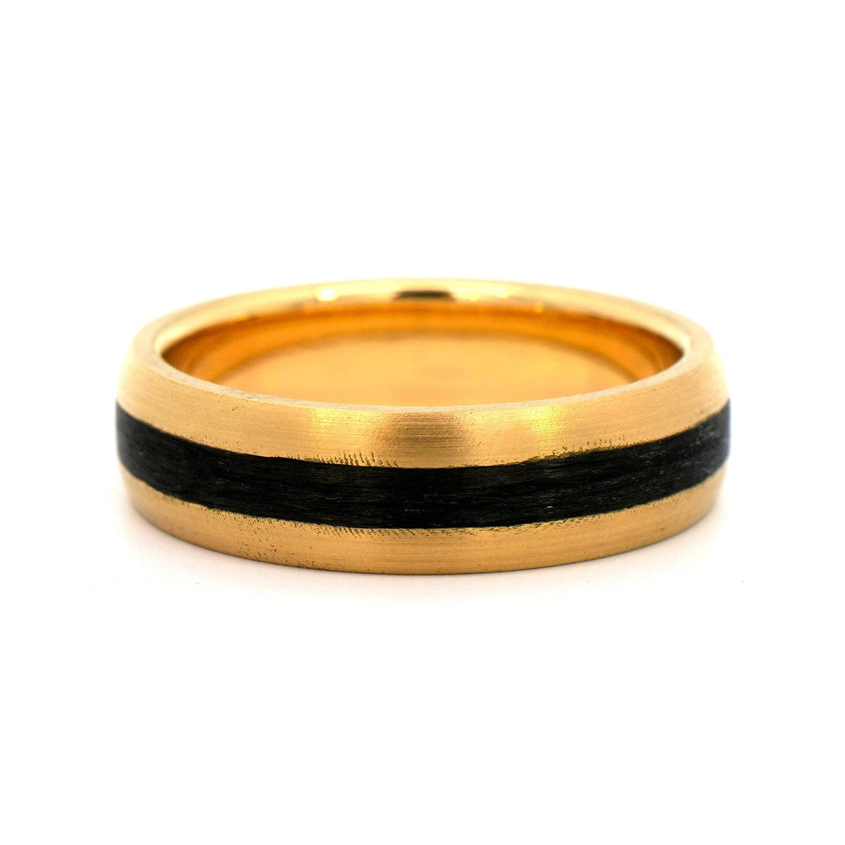 18K Yellow Gold Carbon Fiber Wedding Band