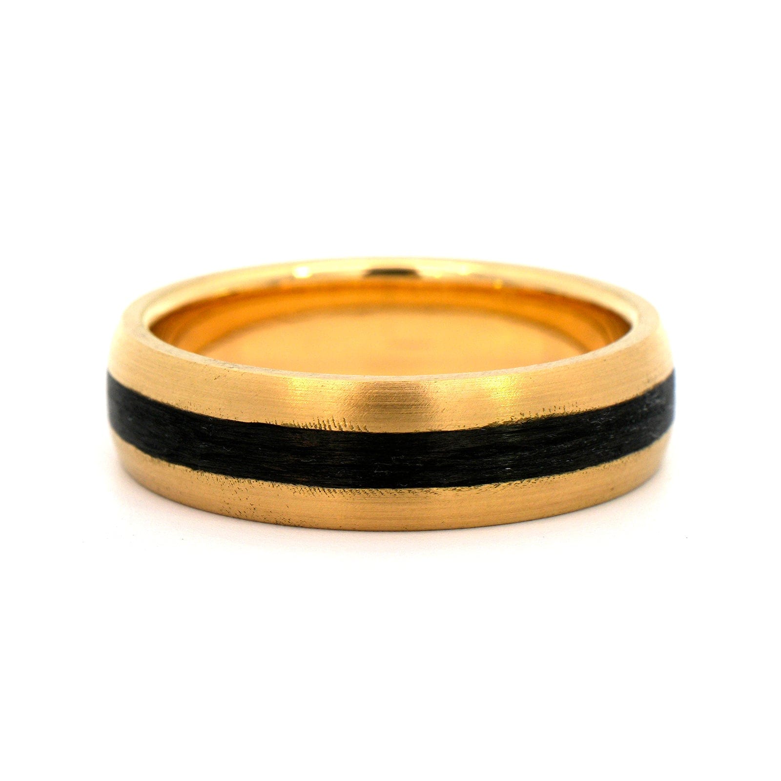 18K Yellow Gold Carbon Fiber Wedding Band