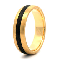18K Yellow Gold Carbon Fiber Wedding Band