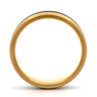 18K Yellow Gold Carbon Fiber Wedding Band