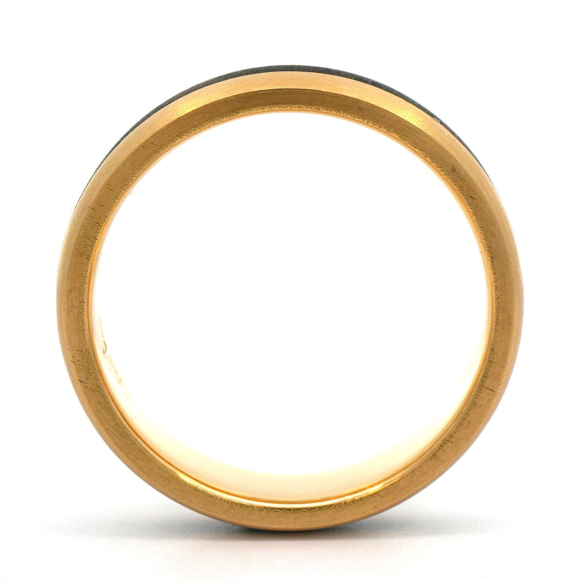 18K Yellow Gold Carbon Fiber Wedding Band