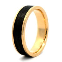 18K Yellow Gold 6mm Comfort Fit Carbon Fiber Wedding Band
