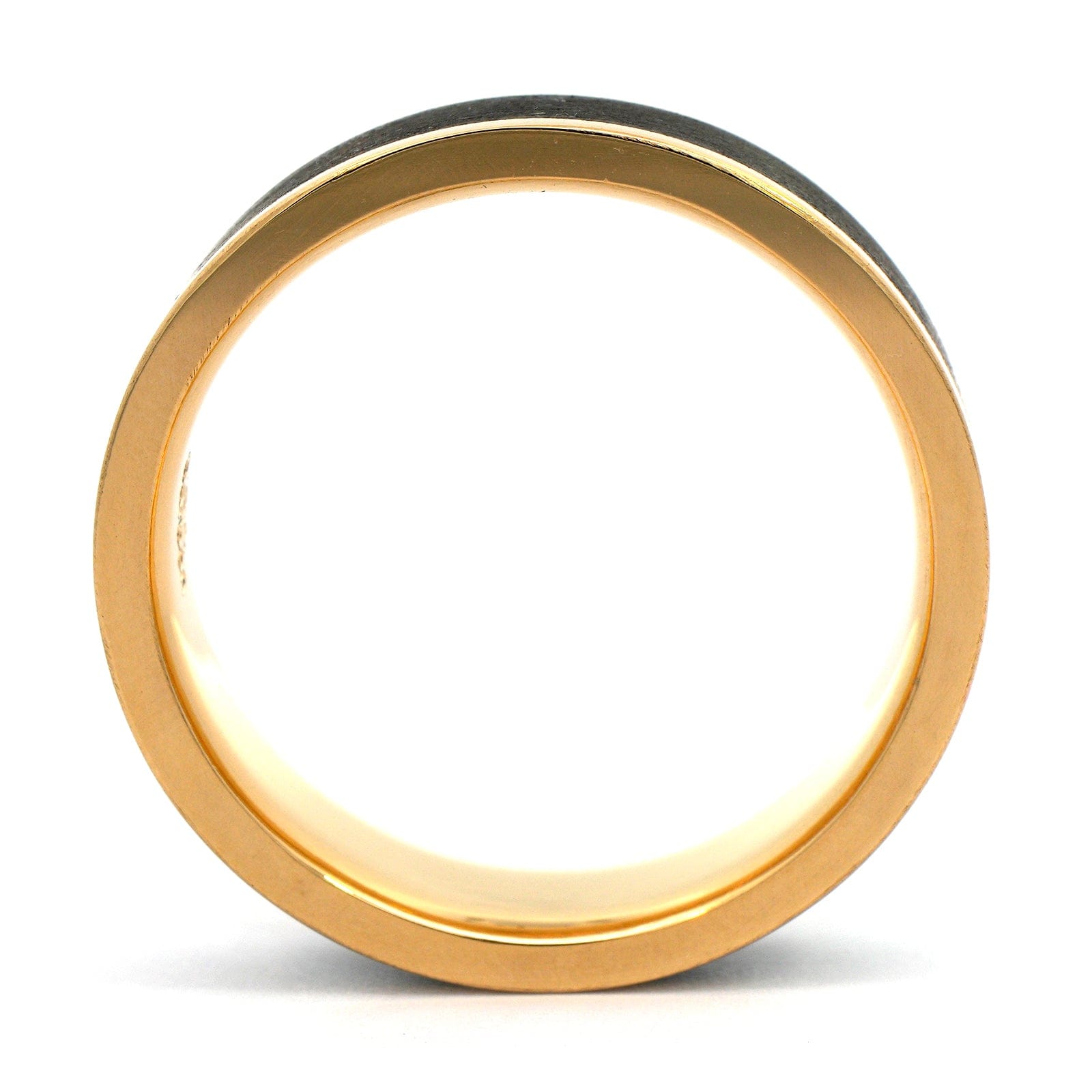 18K Yellow Gold 6mm Comfort Fit Carbon Fiber Wedding Band