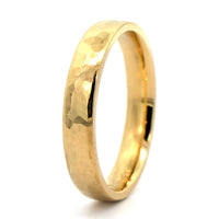 18K Yellow Gold Hammered 4mm Polished Wedding Band