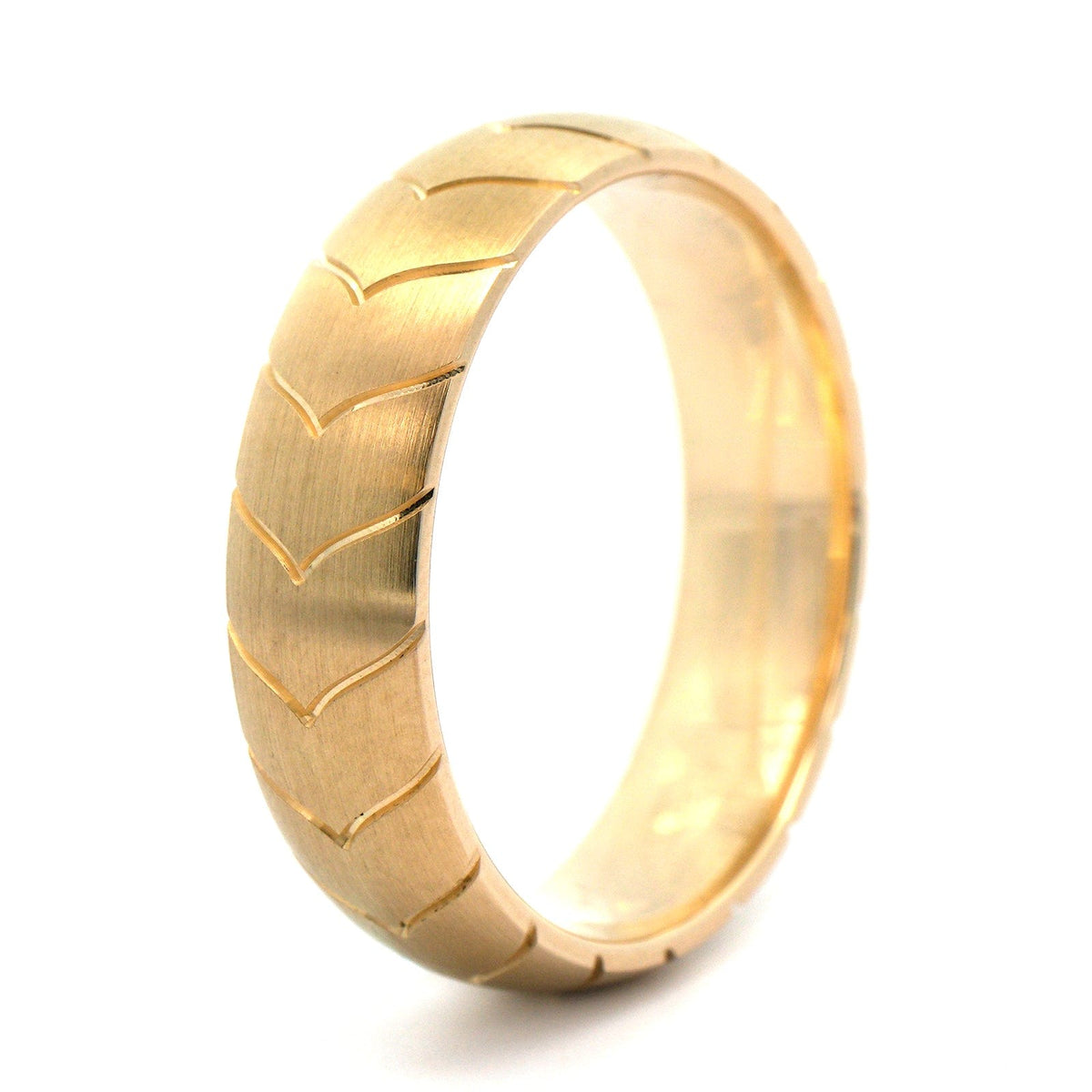 14K Yellow Gold Shell Apex Engraved Satin Band