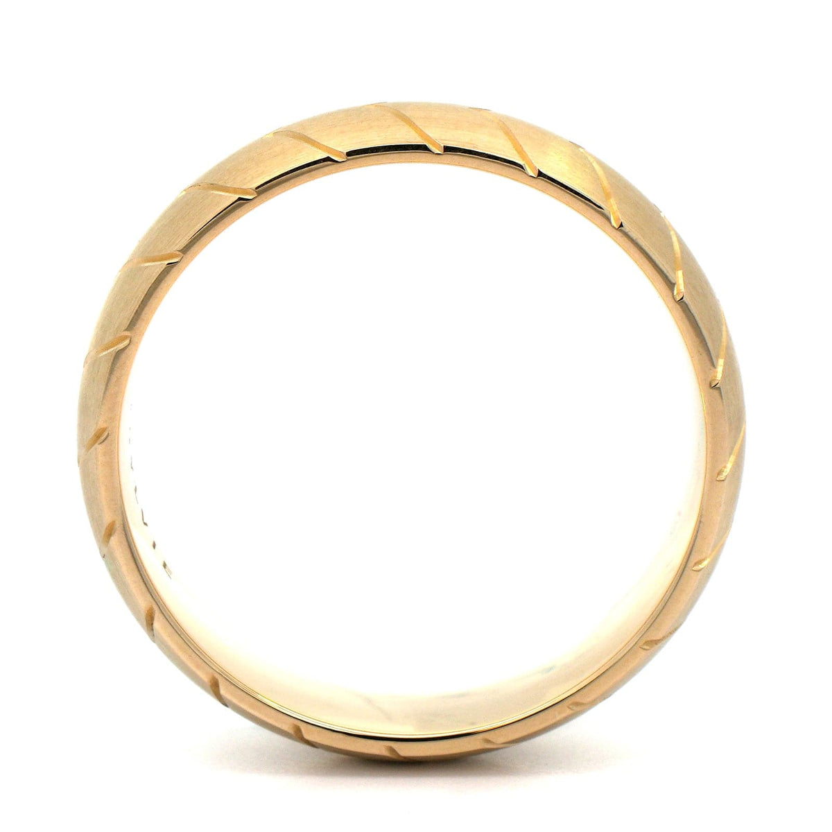 14K Yellow Gold Shell Apex Engraved Satin Band